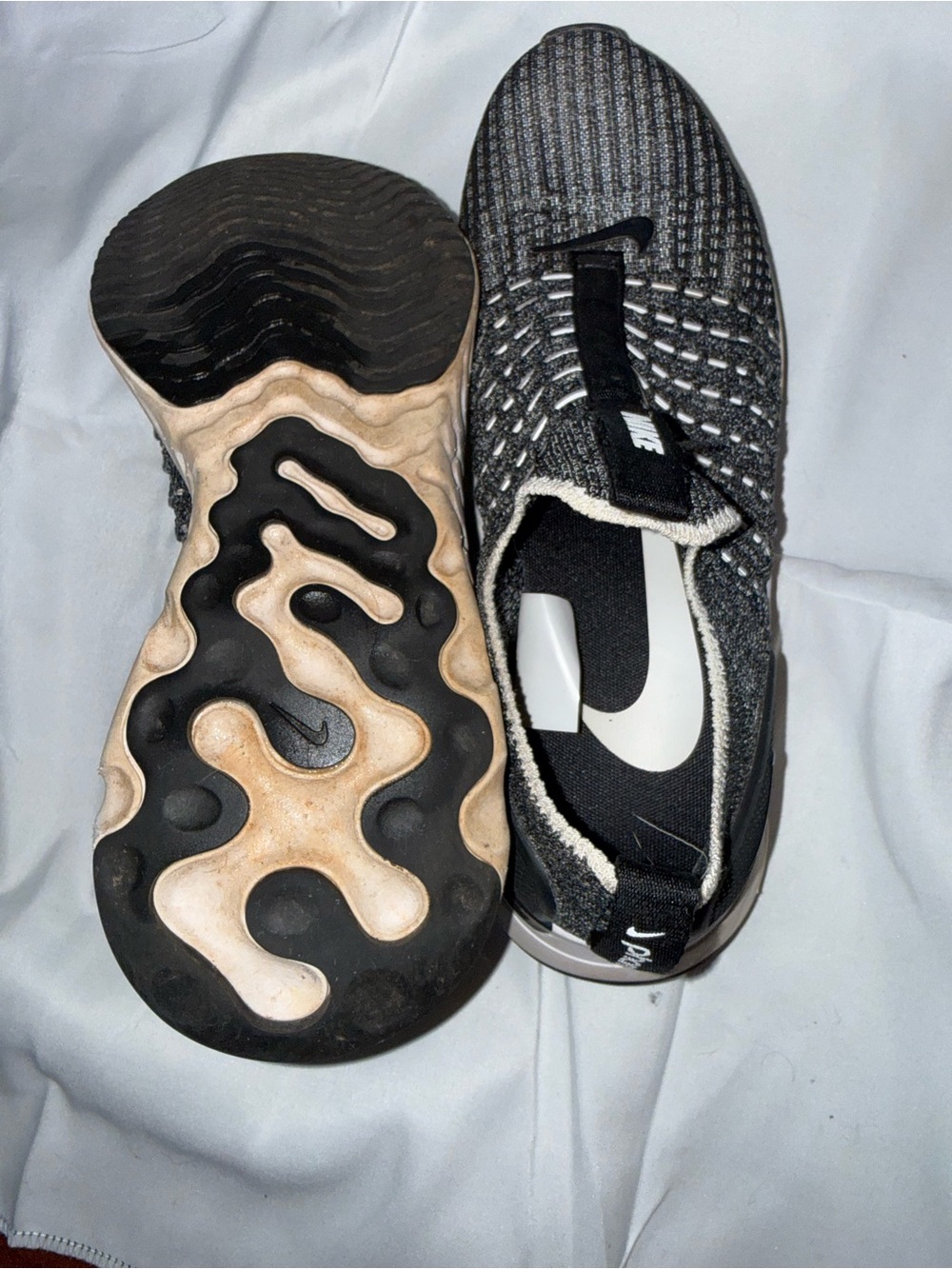 Nike Kids Black and Gray Knit Slip-On Sneakers